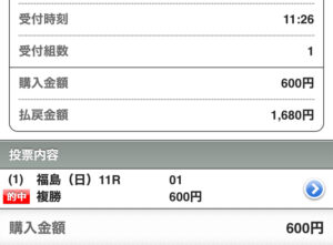 複勝的中🎯でしたが💦